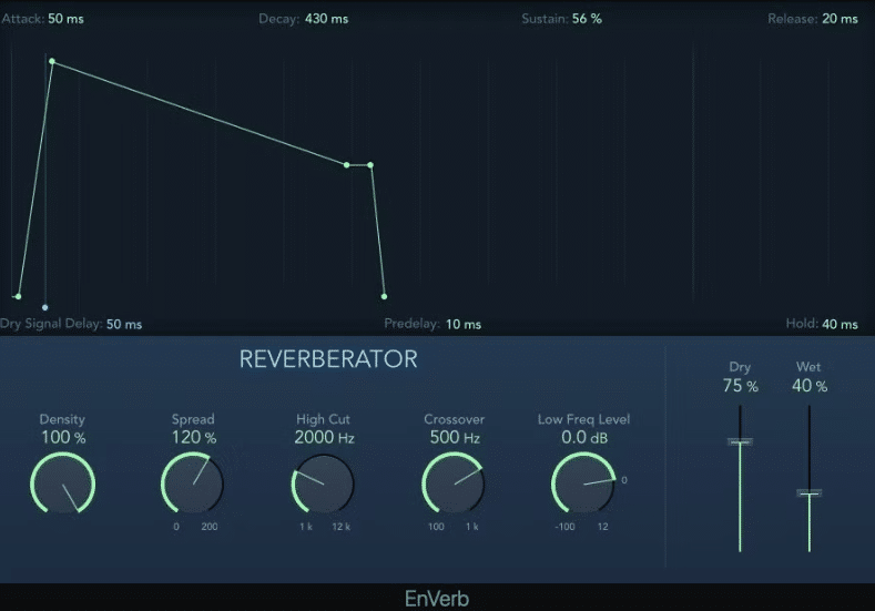 หน้าจอโลจิคโปร plugin enverb ไว้ใช้ปรับเสียงให้มีมิติ