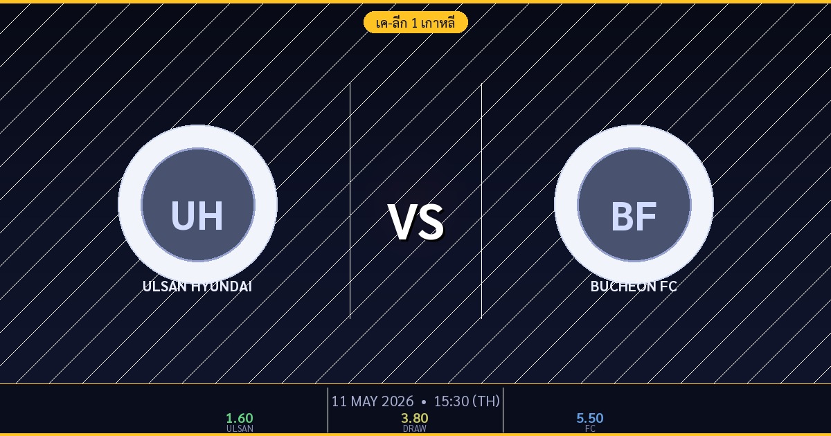 Ulsan Hyundai vs Bucheon FC วิเคราะห์บอล